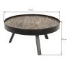 Table basse ronde industrielle en bois massif avec piétement métallique Barbara II