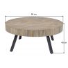 Table basse ronde industrielle en bois massif avec piétement métallique Barbara III