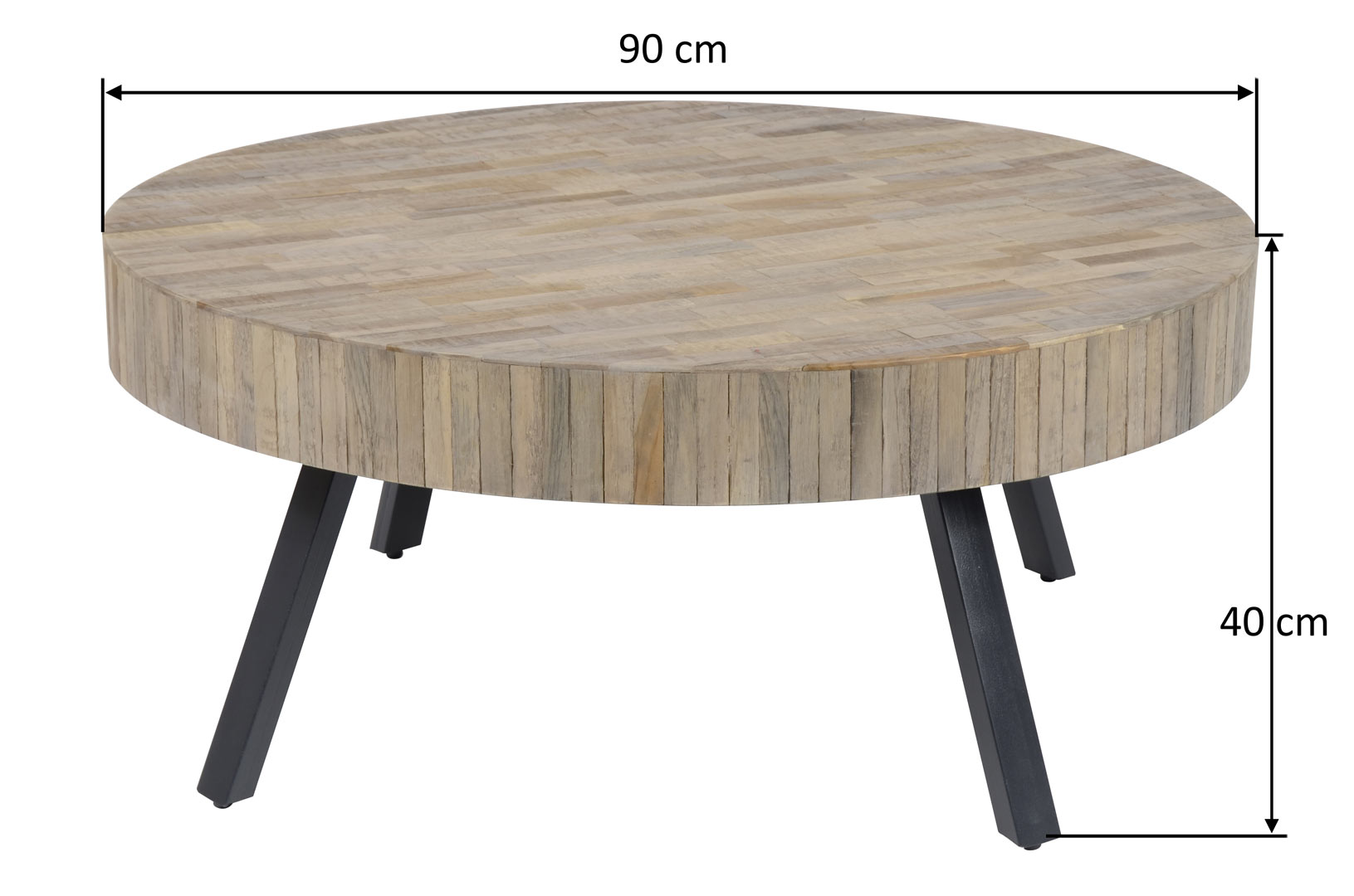 Table basse ronde RALPH Ø90 cm en métal et bois dur robuste