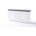 Buffet/bahut moderne blanc mat/béton 150 cm Romane