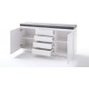 Buffet/bahut moderne blanc mat/béton 150 cm Romane