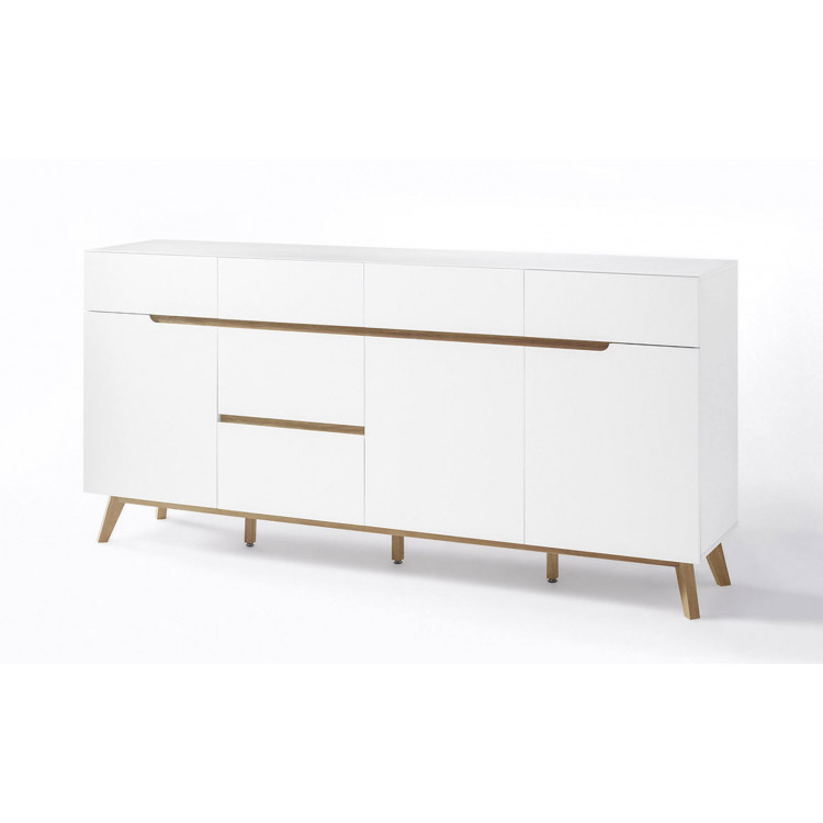 Buffet/bahut scandinave 193 cm blanc/chêne Amodeo