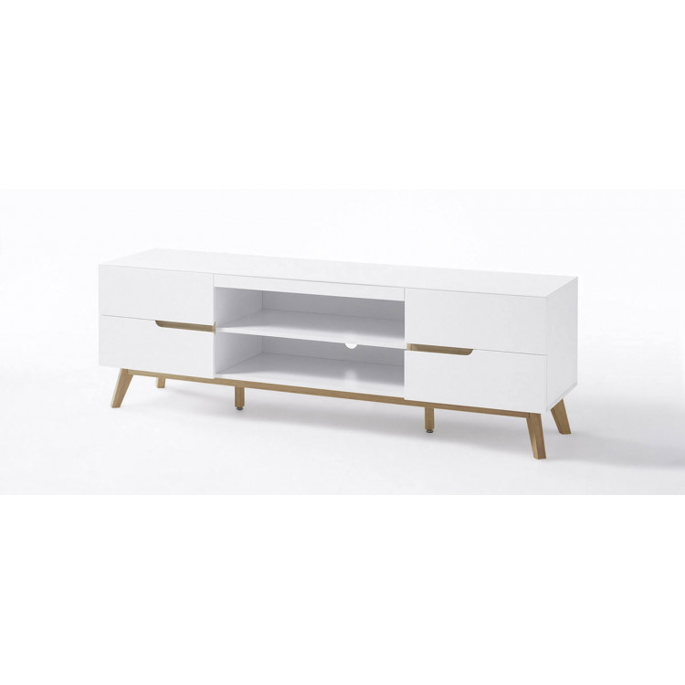 Meuble TV scandinave blanc/chêne Amodeo