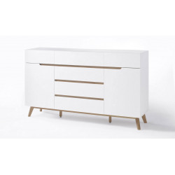 Buffet/bahut scandinave 169 cm blanc/chêne Amodeo