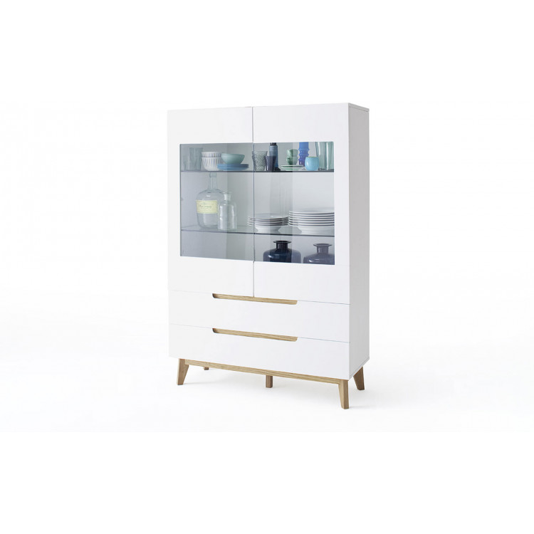 Vaisselier/argentier scandinave 107 cm blanc/chêne Amodeo