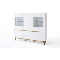 Vaisselier/argentier scandinave 155 cm blanc/chêne Amodeo