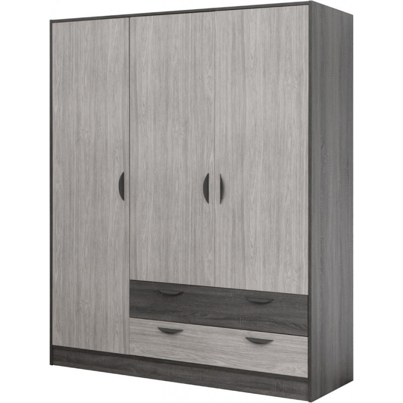 Armoire moderne 161 cm chêne gris/gris cendré Koaline Matelpro