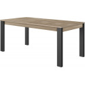 Table de salle à manger extensible moderne chêne clair/noir Aureliane
