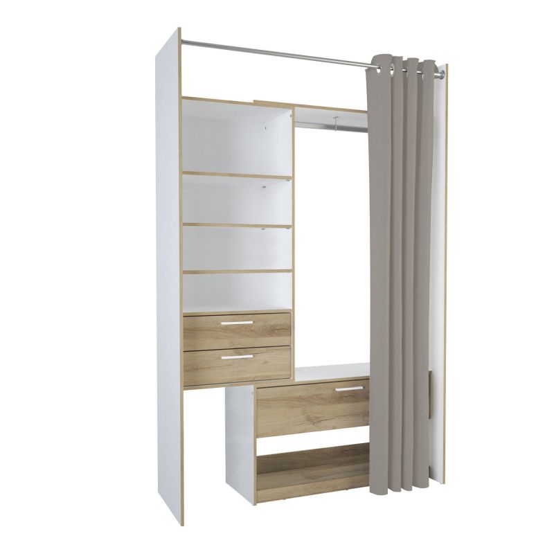 Dressing extensible moderne chêne clair/blanc Matelpro