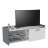 Meuble TV contemporain blanc mat/gris Teddy