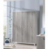 Armoire enfant contemporaine 3 portes blanche et grise Betty