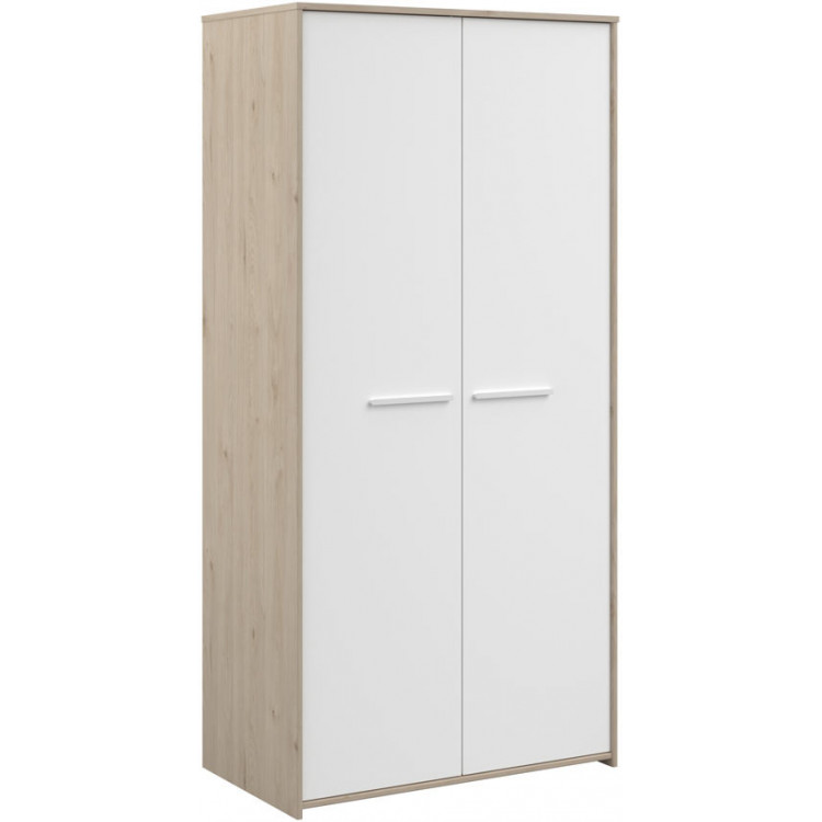 Armoire contemporaine 90 cm chêne clair/blanc Rosa