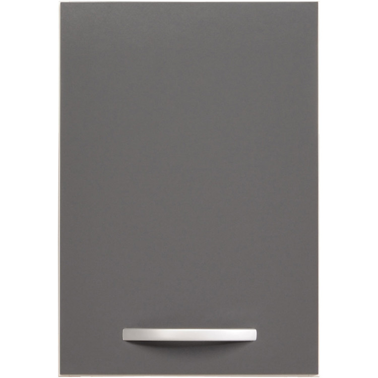 Meuble haut de cuisine contemporain 1 porte 40 cm blanc/gris brillant Romaric