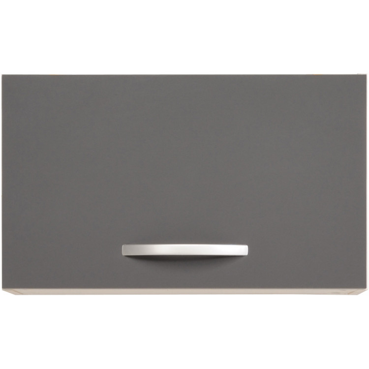 Meuble sous hotte de cuisine contemporain 1 porte 60 cm blanc/gris brillant Romaric