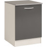 Meuble bas de cuisine contemporain 60 cm 1 porte blanc/gris brillant Romaric