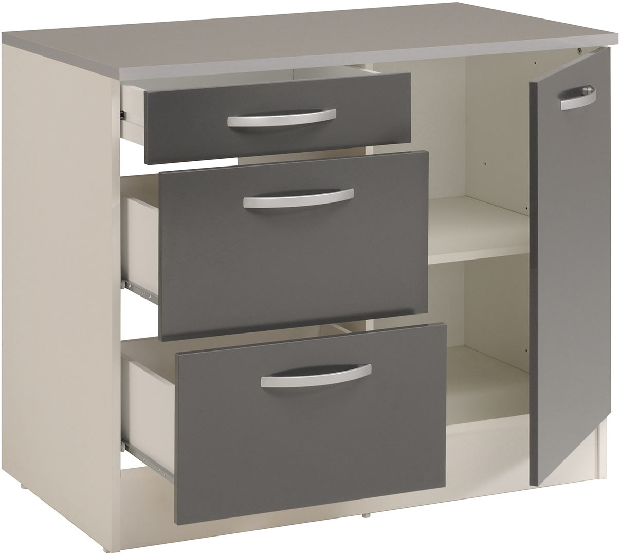 Meuble bas de cuisine contemporain 100 cm 1 porte/3 ...