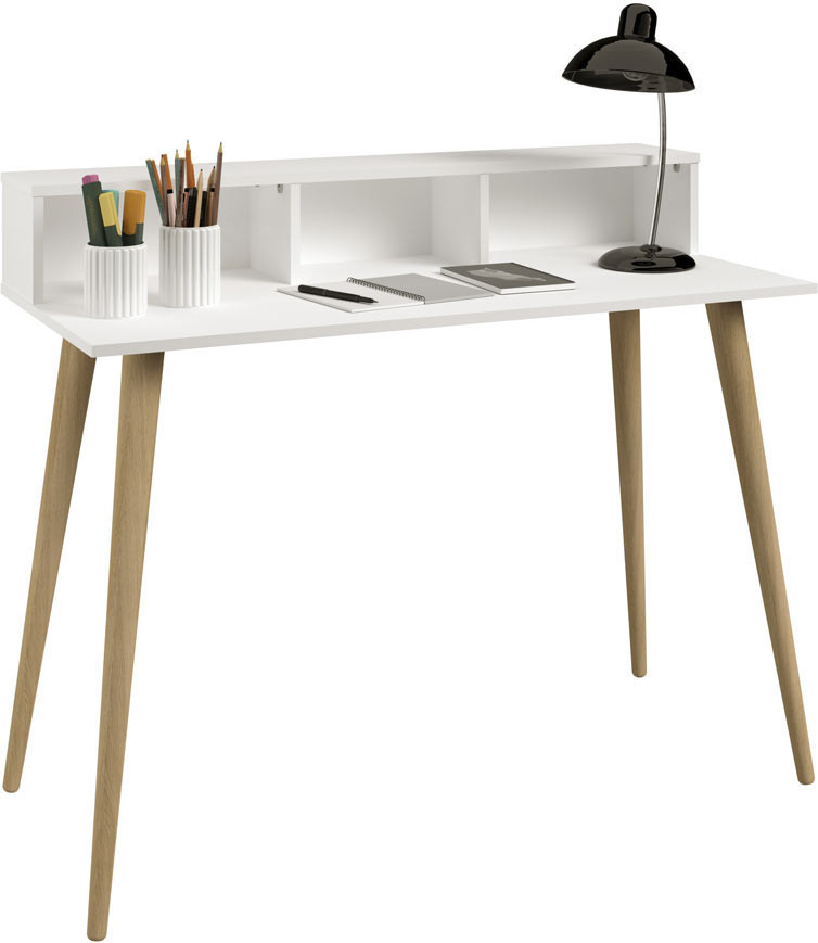 Bureau droit scandinave chêne/blanc Alama