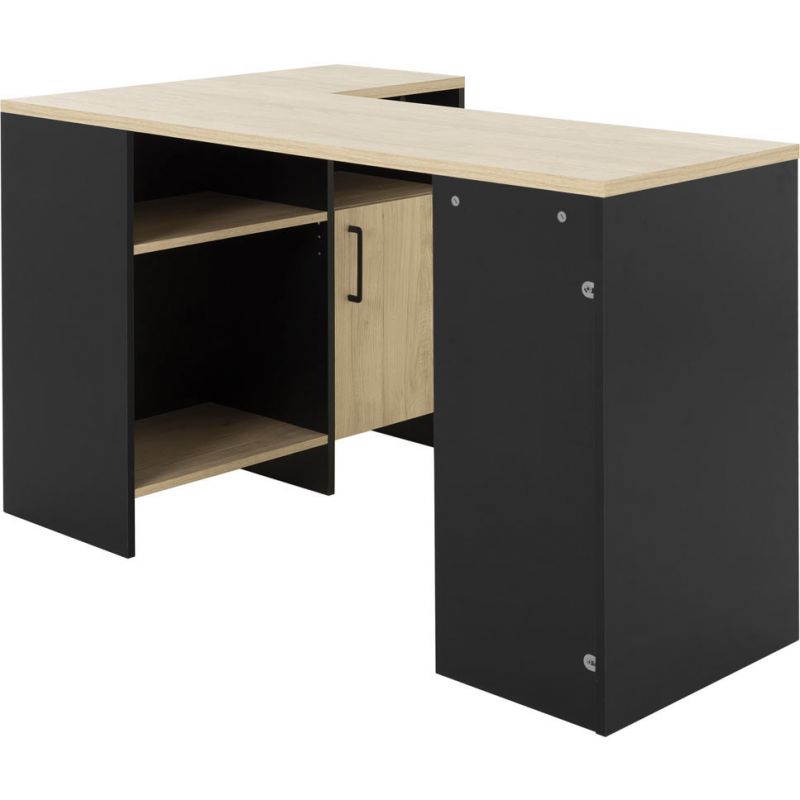 Bureau d'angle moderne chêne/noir Amory | Matelpro