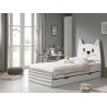 Lit enfant chat blanc/gris Misty