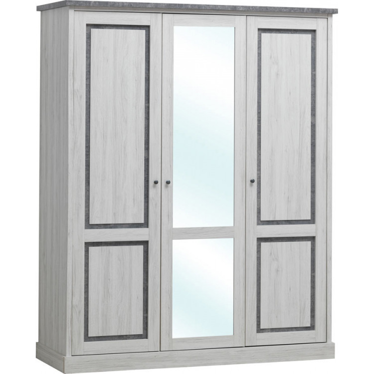 Armoire enfant contemporaine 172 cm chêne clair/gris Emmanuelle