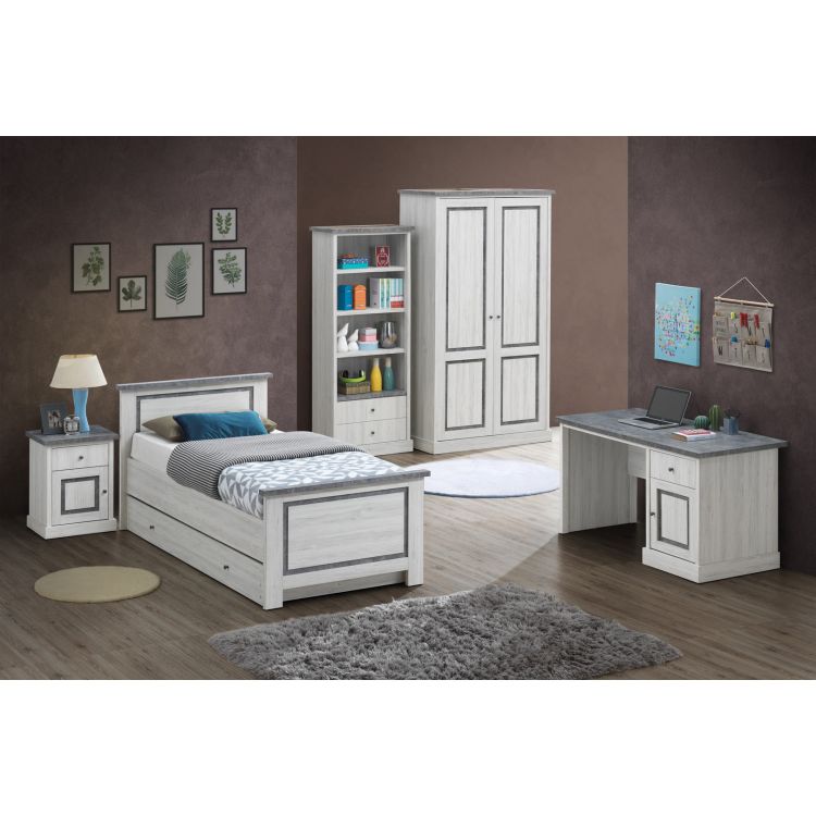 Chambre enfant contemporaine chêne clair/gris Emmanuelle