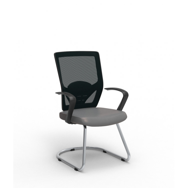 Chaise de réunion contemporaine métal chromé et PU Hawai