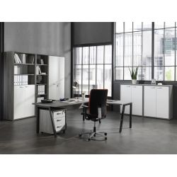 Ensemble De Bureau Contemporain Gris Blanc Augusto Matelpro