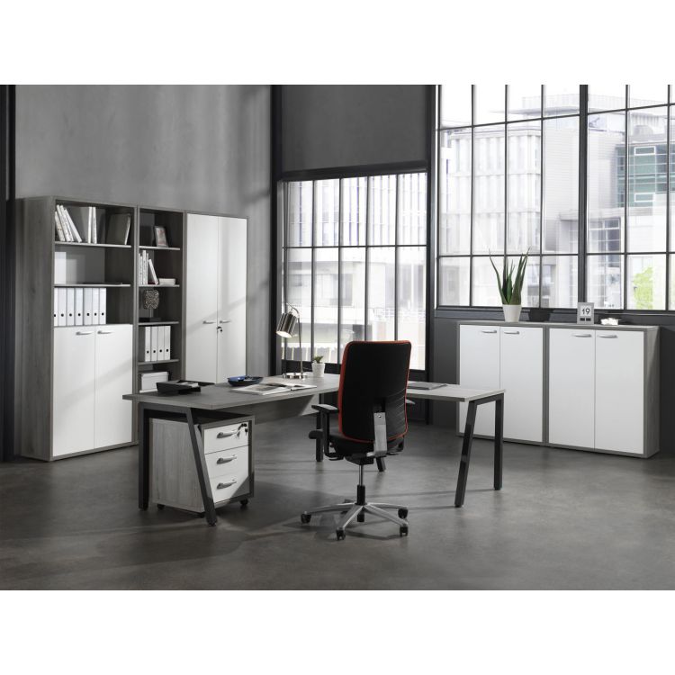 Ensemble de bureau contemporain gris/blanc Augusto