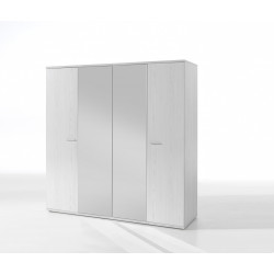 Armoire contemporaine 4 portes chêne blanc Marvel