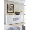 Buffet/bahut moderne 181 cm avec éclairage Led laqué blanc brillant Milenor