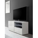 Meuble TV moderne 121 cm laqué blanc brillant Milenor