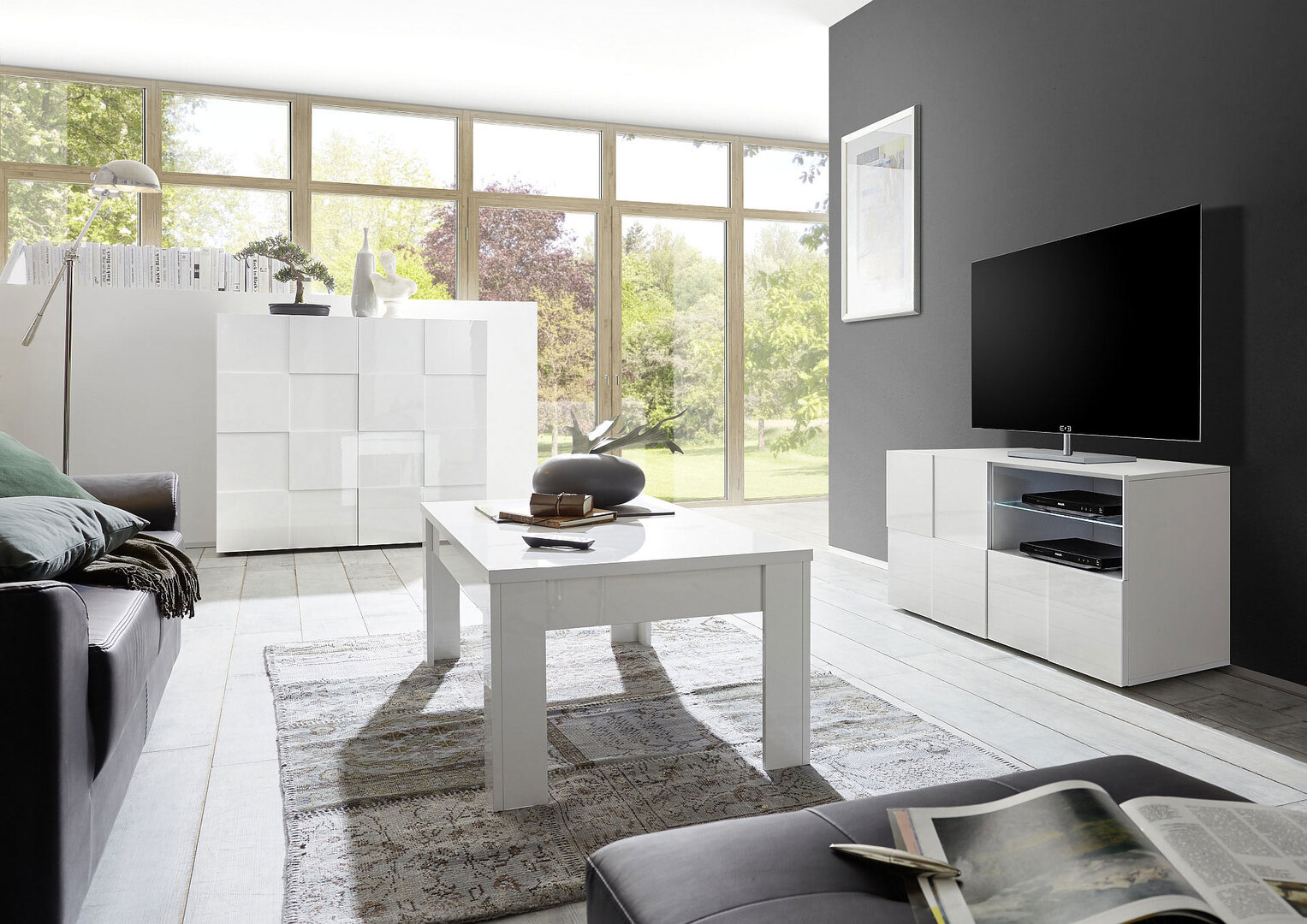 Meuble TV design porte coulissante KUBE