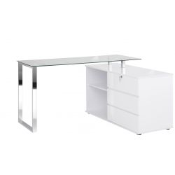 Bureau d'angle moderne blanc Rufus