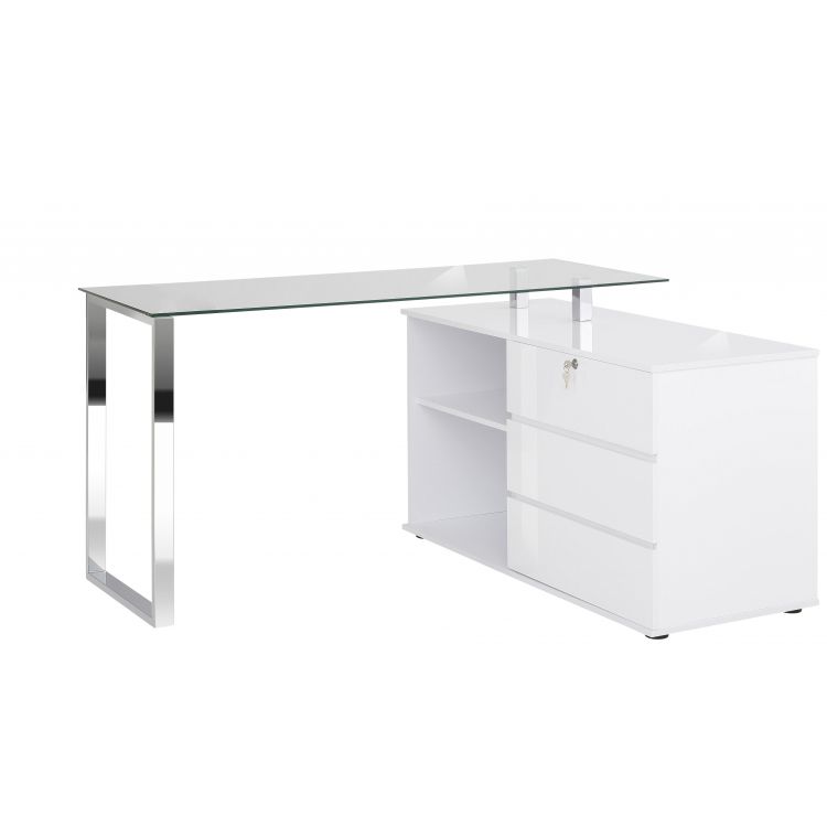 Bureau d'angle moderne blanc Rufus