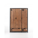 Armoire industrielle 148 cm pin massif miel doré/noir Iberis