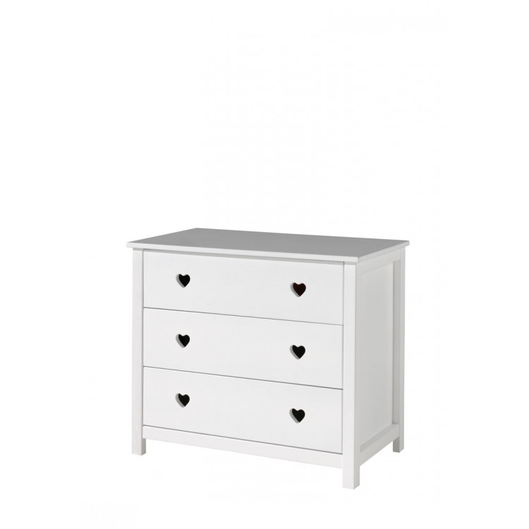 Commode enfant style campagne bois massif laqué blanc Soane