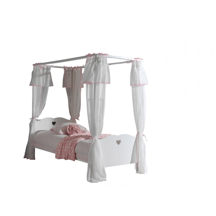 Lit baldaquin enfant style campagne blanc laqué Soane