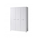 Armoire enfant contemporaine 142 cm pin massif laqué blanc Ulrick
