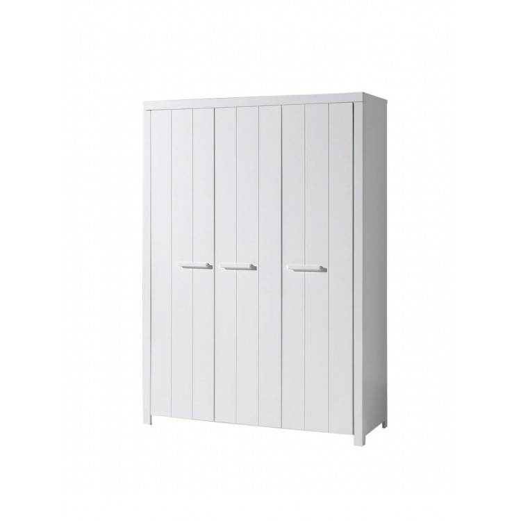 Armoire enfant contemporaine 142 cm MDF et pin massif laqué blanc Ulrick