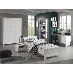 Chambre enfant contemporaine pin massif laqué blanc Ulrick