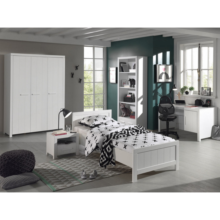 Chambre enfant contemporaine MDF et pin massif laqué blanc Ulrick