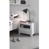 Chevet enfant contemporain MDF et pin massif laqué blanc Ulrick