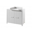 Commode à langer contemporaine pin massif laqué blanc Ulrick