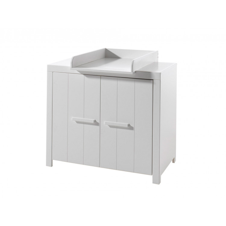 Commode à langer contemporaine MDF et pin massif laqué blanc Ulrick