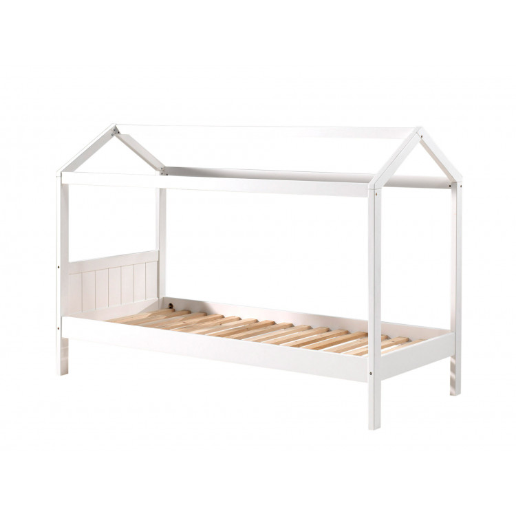 Lit cabane enfant contemporain MDF et pin massif laqué blanc Ulrick