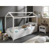 Lit cabane enfant contemporain MDF et pin massif laqué blanc Ulrick