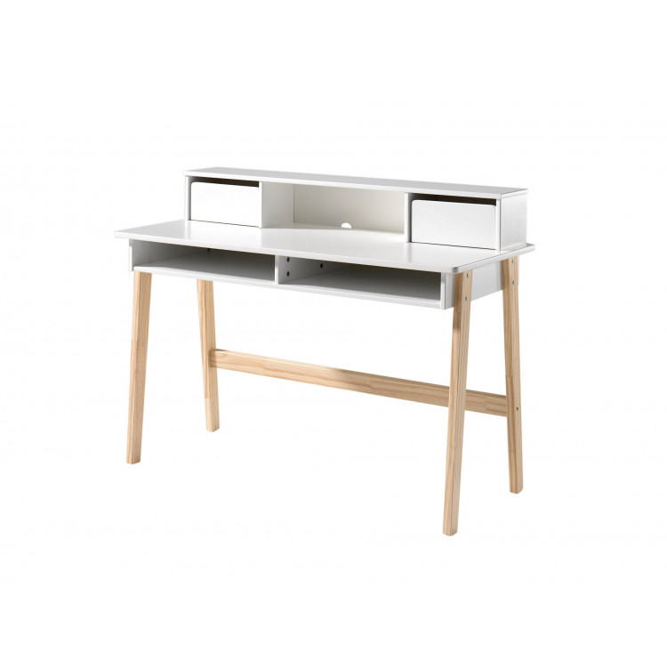 Bureau enfant contemporain en pin massif laqué blanc Junior