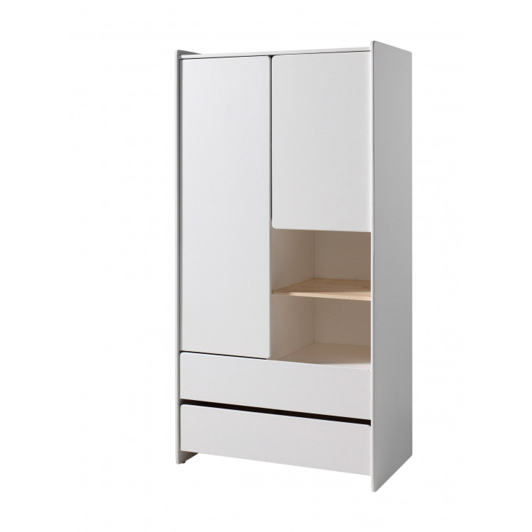 Armoire enfant contemporaine en pin massif laqué blanc Junior