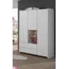 Armoire enfant scandinave 133 cm pin massif blanc laqué Junior