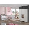 Armoire enfant scandinave 133 cm pin massif blanc laqué Junior